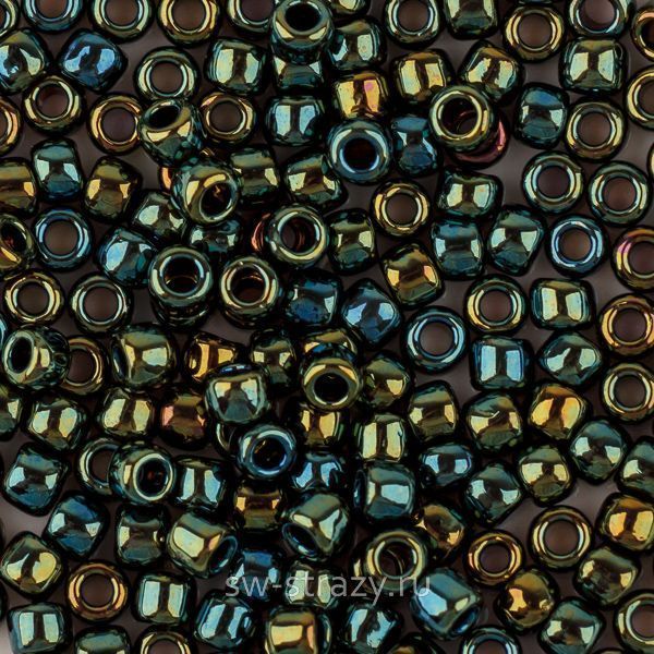 Бисер круглый 15/0 #0084 Металлизированный зеленый\коричневый