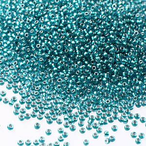 Бисер круглый 11/0 #0377 Окрашенный изнутри, светлый сапфир/метал.бирюзовый