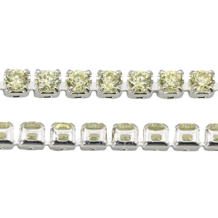 Стразовая цепь с фианитами 1,7 мм Olive\silver (14)